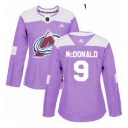 Womens Adidas Colorado Avalanche 9 Lanny McDonald Authentic Purple Fights Cancer Practice NHL Jersey  Womens Adidas Colorado Avalanche 9 Lanny McDonald Authentic Purple Fights Cancer Practice NHL Jersey