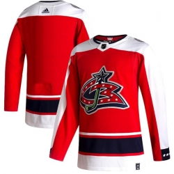 Men Columbus Blue Jackets Blank Red 2020 21 Reverse Retro Adidas Jersey