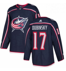 Mens Adidas Columbus Blue Jackets 17 Brandon Dubinsky Authentic Navy Blue Home NHL Jersey 