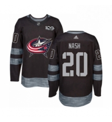 Mens Adidas Columbus Blue Jackets 20 Riley Nash Authentic Black 1917 2017 100th Anniversary NHL Jersey 