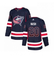 Mens Adidas Columbus Blue Jackets 20 Riley Nash Authentic Navy Blue Drift Fashion NHL Jersey 