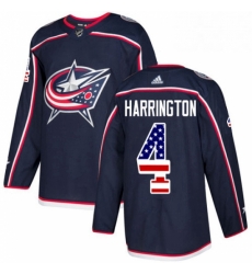 Mens Adidas Columbus Blue Jackets 4 Scott Harrington Authentic Navy Blue USA Flag Fashion NHL Jersey 