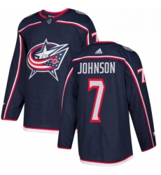 Mens Adidas Columbus Blue Jackets 7 Jack Johnson Authentic Navy Blue Home NHL Jersey 