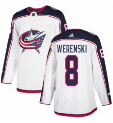 Mens Adidas Columbus Blue Jackets 8 Zach Werenski White Road Authentic Stitched NHL Jersey 