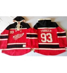 Detroit Red Wings 93 Johan Franzen Red Sawyer Hooded Sweatshirt Stitched NHL Jersey