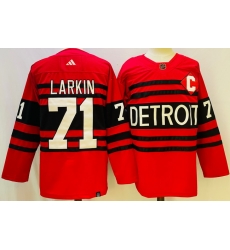 Men Detroit Red Wings 71 Dylan Larkin 2022 23 Reverse Stitched Jersey