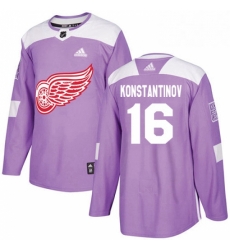 Mens Adidas Detroit Red Wings 16 Vladimir Konstantinov Authentic Purple Fights Cancer Practice NHL Jersey 