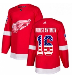 Mens Adidas Detroit Red Wings 16 Vladimir Konstantinov Authentic Red USA Flag Fashion NHL Jersey 