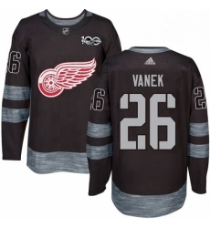 Mens Adidas Detroit Red Wings 26 Thomas Vanek Authentic Black 1917 2017 100th Anniversary NHL Jersey 