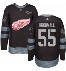 Mens Adidas Detroit Red Wings 55 Niklas Kronwall Premier Black 1917 2017 100th Anniversary NHL Jersey 