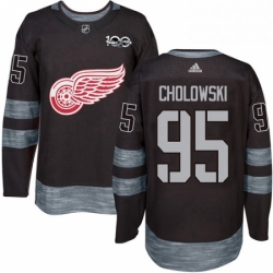 Mens Adidas Detroit Red Wings 95 Dennis Cholowski Premier Black 1917 2017 100th Anniversary NHL Jersey 