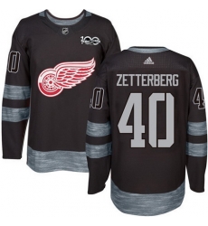 Red Wings #40 Henrik Zetterberg Black 1917 2017 100th Anniversary Stitched NHL Jersey