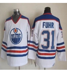 Edmonton Oilers #31 Grant Fuhr White CCM Throwback Stitched NHL Jersey