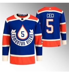 Men Edmonton Oilers 5 Cody Ceci 2023 Royal Heritage Classic Primegreen Stitched Jersey