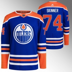 Men Edmonton Oilers 74 Stuart Skinner Royal Stitched Jersey