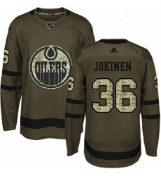 Mens Adidas Edmonton Oilers 36 Jussi Jokinen Authentic Green Salute to Service NHL Jersey 