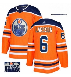 Mens Adidas Edmonton Oilers 6 Adam Larsson Authentic Orange Fashion Gold NHL Jersey 