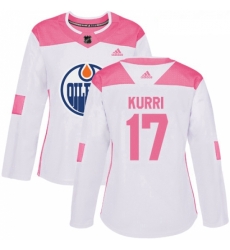 Womens Adidas Edmonton Oilers 17 Jari Kurri Authentic WhitePink Fashion NHL Jersey 