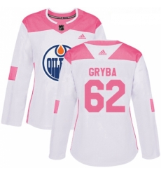 Womens Adidas Edmonton Oilers 62 Eric Gryba Authentic WhitePink Fashion NHL Jersey 