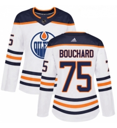 Womens Adidas Edmonton Oilers 75 Evan Bouchard Authentic White Away NHL Jersey 