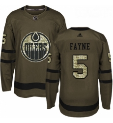 Youth Adidas Edmonton Oilers 5 Mark Fayne Authentic Green Salute to Service NHL Jersey 