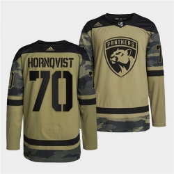 Men Florida Panthers 70 Patric Hornqvist 2022 Camo Military Appreciation Night Stitched jersey