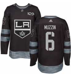 Mens Adidas Los Angeles Kings 6 Jake Muzzin Authentic Black 1917 2017 100th Anniversary NHL Jersey 