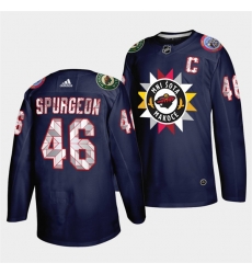 Men Minnesota Wild 46 Jared Spurgeon 2021 22 Navy Native American Heritage Day Stitched Jersey