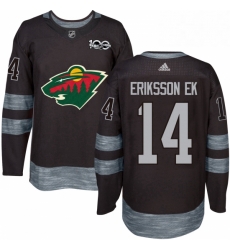 Mens Adidas Minnesota Wild 14 Joel Eriksson Ek Premier Black 1917 2017 100th Anniversary NHL Jersey 