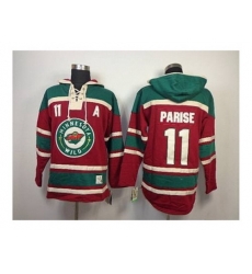 NHL Jerseys Minnesota Wild #11 parise red-green[pullover hooded sweatshirt][patch A][parise]