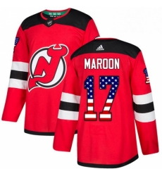 Mens Adidas New Jersey Devils 17 Patrick Maroon Authentic Red USA Flag Fashion NHL Jersey 