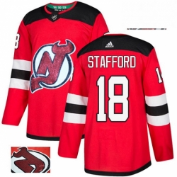 Mens Adidas New Jersey Devils 18 Drew Stafford Authentic Red Fashion Gold NHL Jersey 