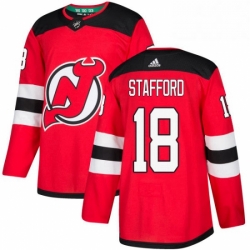 Mens Adidas New Jersey Devils 18 Drew Stafford Authentic Red Home NHL Jersey 