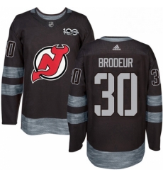 Mens Adidas New Jersey Devils 30 Martin Brodeur Authentic Black 1917 2017 100th Anniversary NHL Jersey 