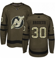 Mens Adidas New Jersey Devils 30 Martin Brodeur Authentic Green Salute to Service NHL Jersey 