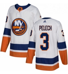 Mens Adidas New York Islanders 3 Adam Pelech Authentic White Away NHL Jersey 