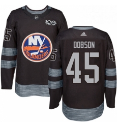 Mens Adidas New York Islanders 45 Noah Dobson Authentic Black 1917 2017 100th Anniversary NHL Jersey 