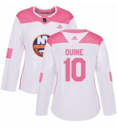 Womens Adidas New York Islanders 10 Alan Quine Authentic WhitePink Fashion NHL Jersey 