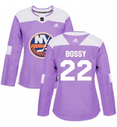 Womens Adidas New York Islanders 22 Mike Bossy Authentic Purple Fights Cancer Practice NHL Jersey 