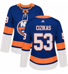 Womens Adidas New York Islanders 53 Casey Cizikas Premier Royal Blue Home NHL Jersey 