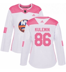 Womens Adidas New York Islanders 86 Nikolay Kulemin Authentic WhitePink Fashion NHL Jersey 