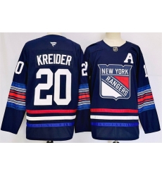 Men New York Rangers 20 Chris Kreider Navy 2024 25 Stitched Jersey