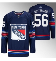 Men New York Rangers 56 Erik Gustafsson Navy Stitched Jersey