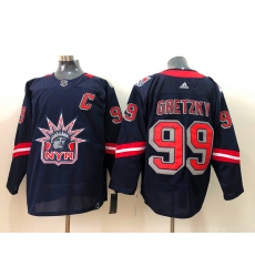 Men New York Rangers Wayne Gretzky 99 Navy 2020 21 Reverse Retro Adidas Jersey