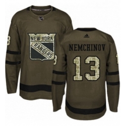 Mens Adidas New York Rangers 13 Sergei Nemchinov Premier Green Salute to Service NHL Jersey  Mens Adidas New York Rangers 13 Sergei Nemchinov Premier Green Salute to Service NHL Jersey