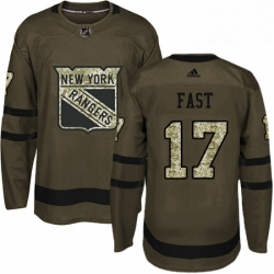 Mens Adidas New York Rangers 17 Jesper Fast Authentic Green Salute to Service NHL Jersey  Mens Adidas New York Rangers 17 Jesper Fast Authentic Green Salute to Service NHL Jersey