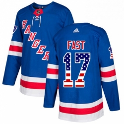 Mens Adidas New York Rangers 17 Jesper Fast Authentic Royal Blue USA Flag Fashion NHL Jersey  Mens Adidas New York Rangers 17 Jesper Fast Authentic Royal Blue USA Flag Fashion NHL Jersey
