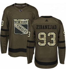 Mens Adidas New York Rangers 93 Mika Zibanejad Premier Green Salute to Service NHL Jersey 