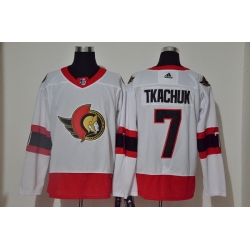 Men Ottawa Senators 7 Brady Tkachuk White 2020 21 Reverse Retro Adidas Jersey