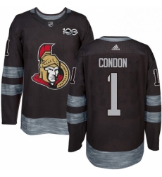 Mens Adidas Ottawa Senators 1 Mike Condon Authentic Black 1917 2017 100th Anniversary NHL Jersey 